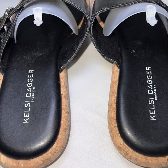 Kelsi Dagger Brooklyn Sandals Womens Size 9.5 Black Leather Buckle Thong Casual - Picture 7 of 14
